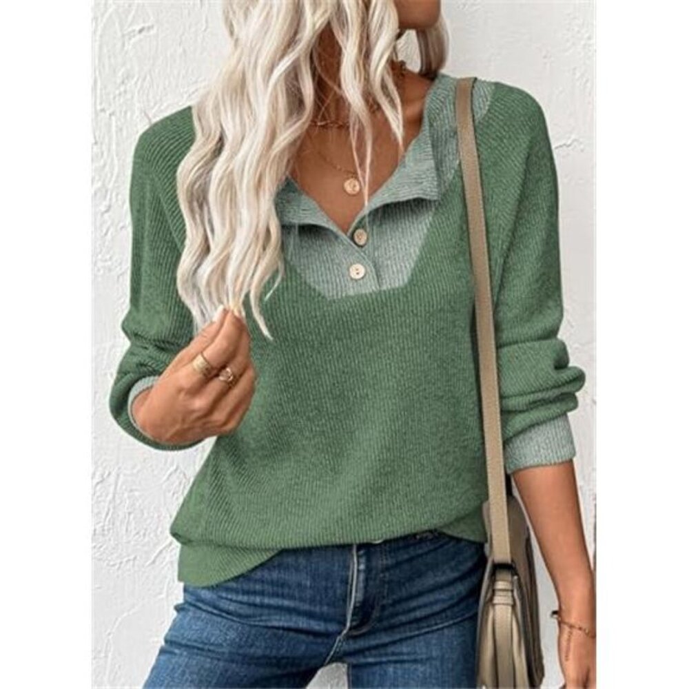 Womens Spring Fashion 2026 Womens Long Sleeve Shirts Patchwork Button - Picture 4 of 6